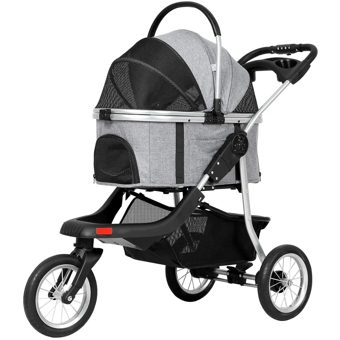 Pet Stroller, Premium 3-In-1 Large Dog Stroller for Cats/Dogs with Detachable Carrier, Zipperless Dual Entry, Foldable Jogging