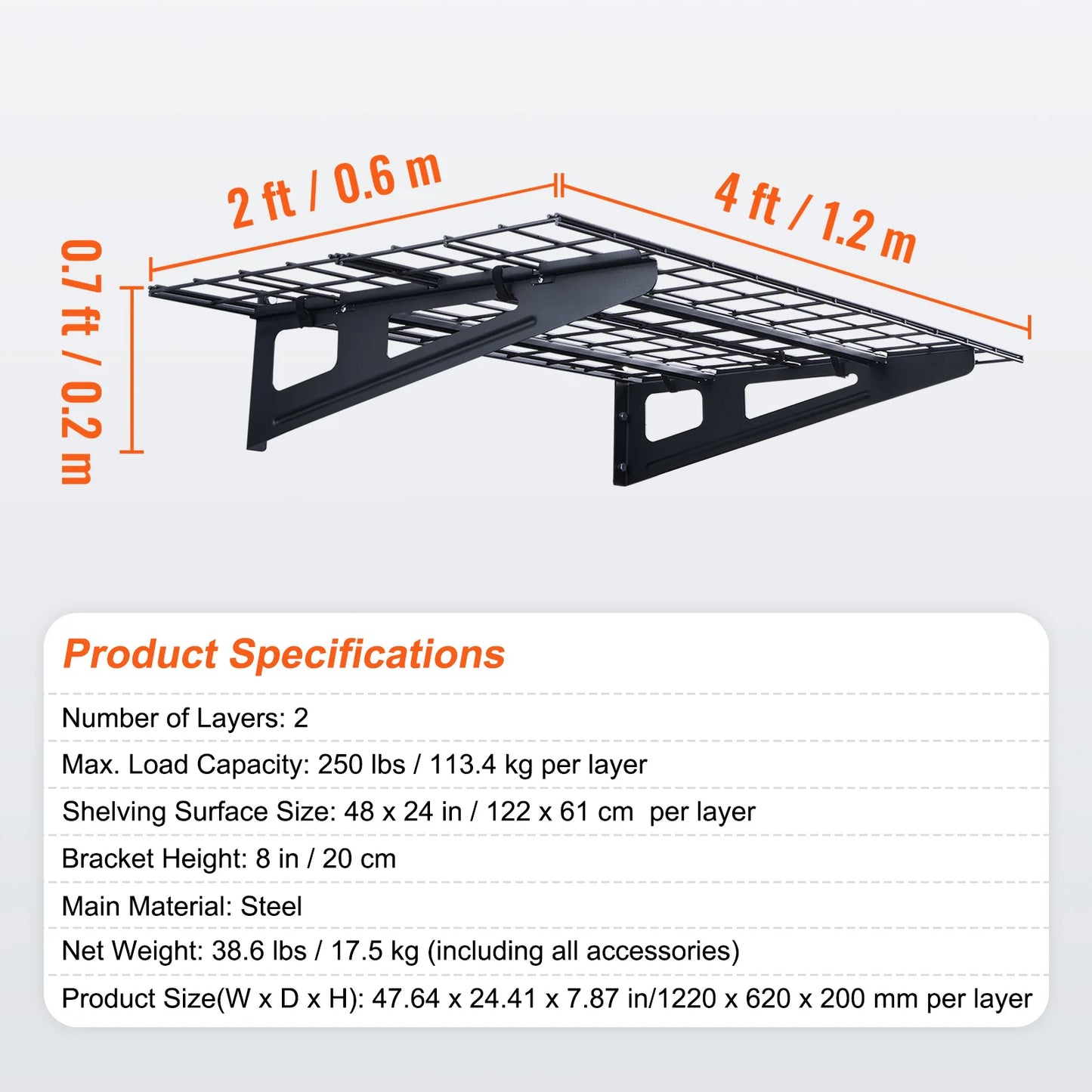 Succebuy 2 Layers Hand Power Tool Organizer Rack Garage Storage Shelving Wall Mounted Workshop Tool Shelf Heavy Duty Holder