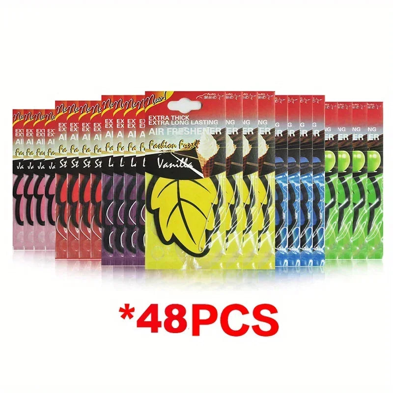6-60Pcs Car Air Freshener Natural Scented Tea Paper Auto Hanging Vanilla Perfume Fragrance Leaf Shape Car Accessories Interior