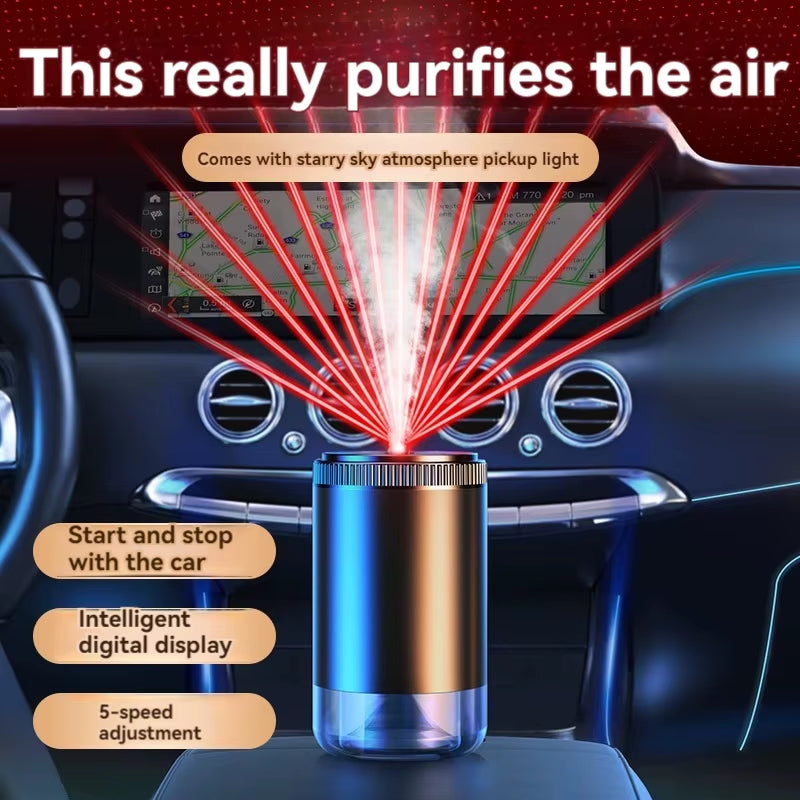 Smart Car Air Freshener Rechargeable Aroma Diffuser 5 Levels of Adjustable Intelligent Diffuser Pickup Light Starry Sky Summit