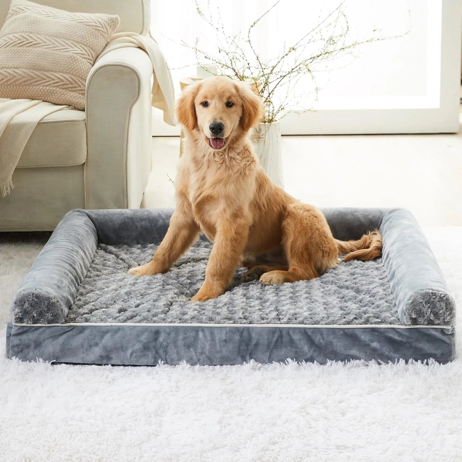 Luxury Dog Bed Memory Foam Mat Dog Accessories Waterproof All Season Universal Machine Washable Bed for Dog Bed Medium Size Dog