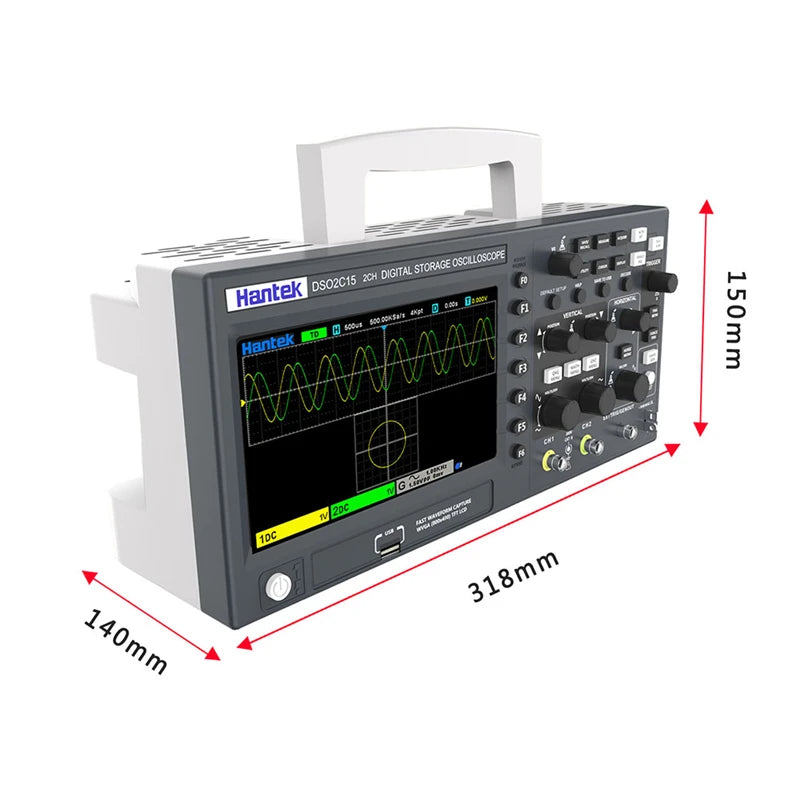 DSO2D15 Digital Oscilloscope DSO2C10 2D10 2 Channels 150Mhz Osciloscópio 25Mhz Signal Generator Voltmeter Frequency Meter