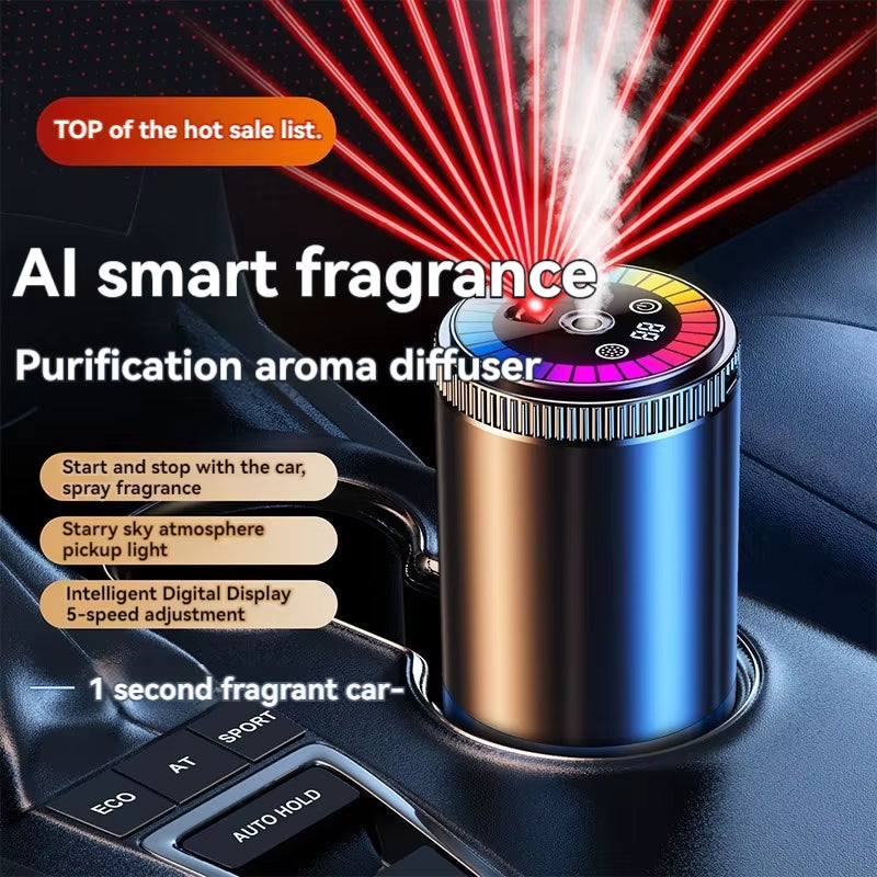 Smart Car Air Freshener Rechargeable Aroma Diffuser 5 Levels of Adjustable Intelligent Diffuser Pickup Light Starry Sky Summit