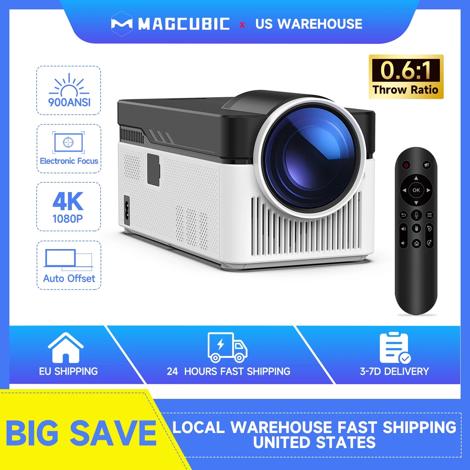 HY450 Ultra Short Throw Projector 900ANSI 8K 1080P Allwinner H716 BT5.4 Auto Offset Electronic Focus Home Theater Voice