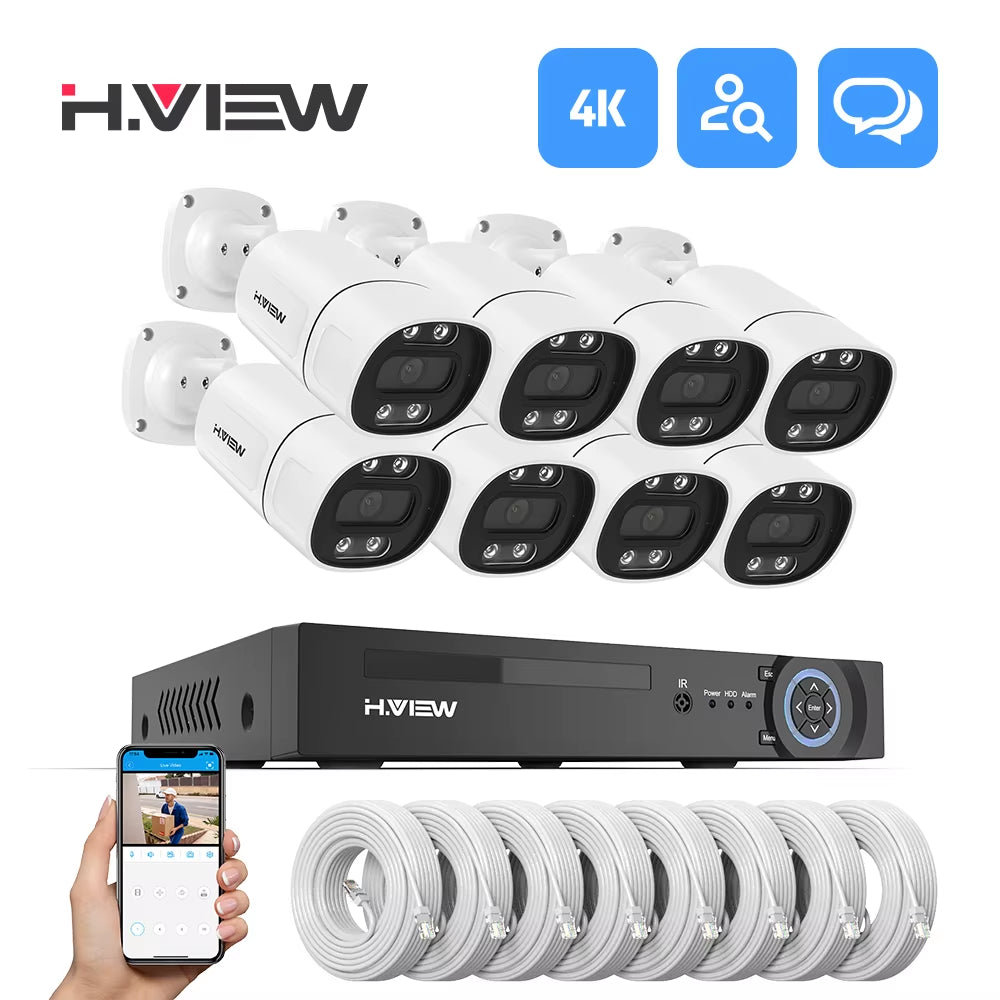 4K 5Mp 8Mp Poe Cctv Security Camera System Home Video Surveillance Kit 8Ch Nvr Audio Outdoor Ip Camera Xmeye App