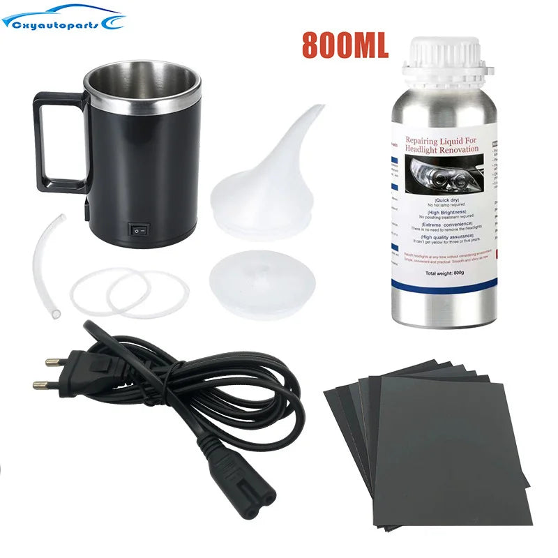 Car Headlight Restoration Polish Kit Polish Car Headlights 800ML Liquid Polymer Faros Car Headlight Polishing Repair Kit