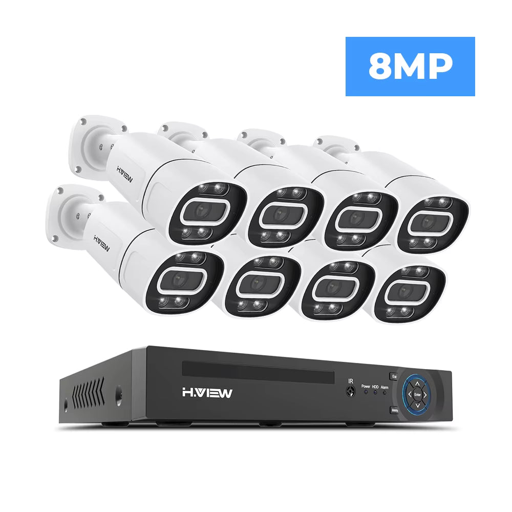 4K 5Mp 8Mp Poe Cctv Security Camera System Home Video Surveillance Kit 8Ch Nvr Audio Outdoor Ip Camera Xmeye App