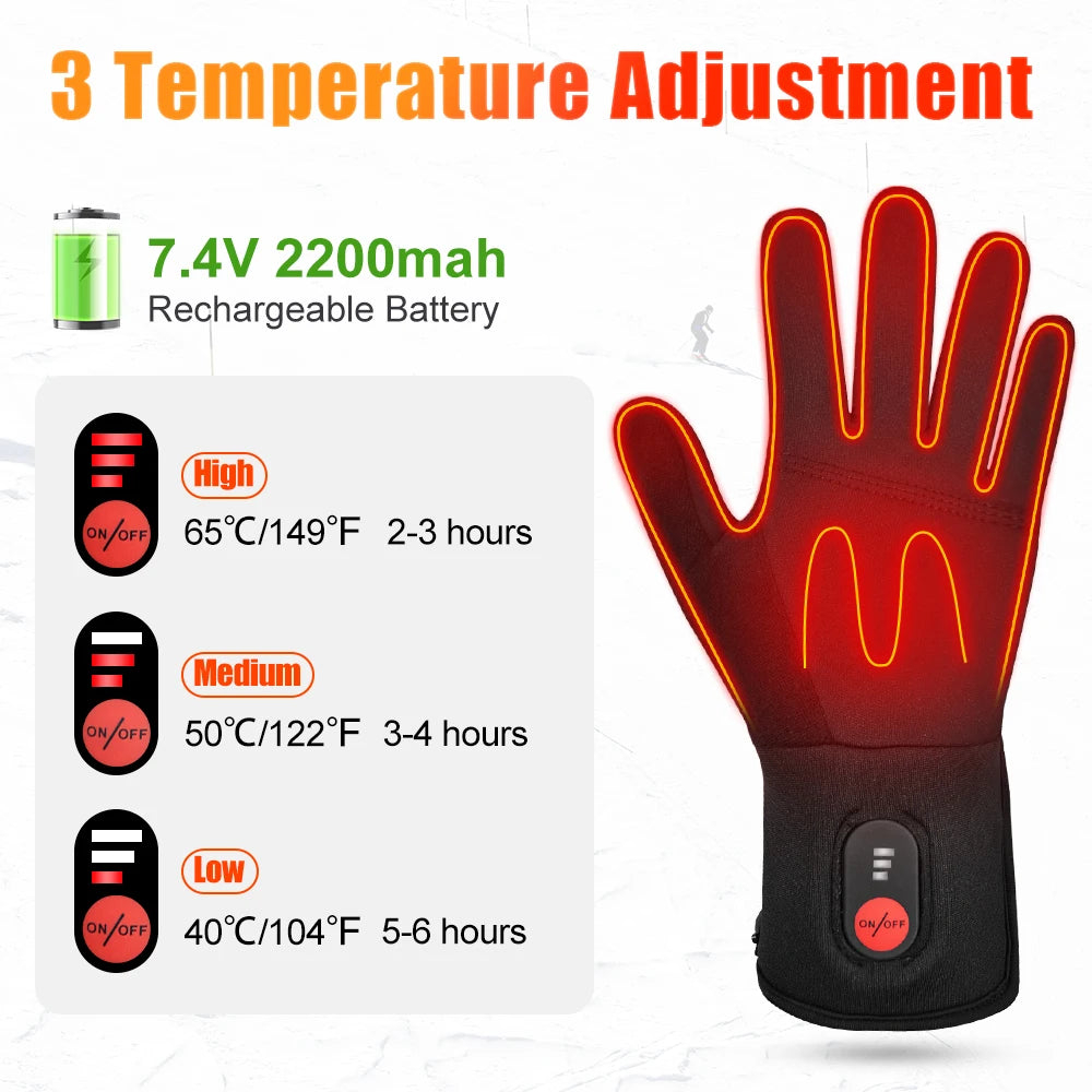 ed Gloves Electric Skiing Winter Warm Support Touch Screen Glove Men Women Snowboarding Thermal Skiing Liner Outdoor