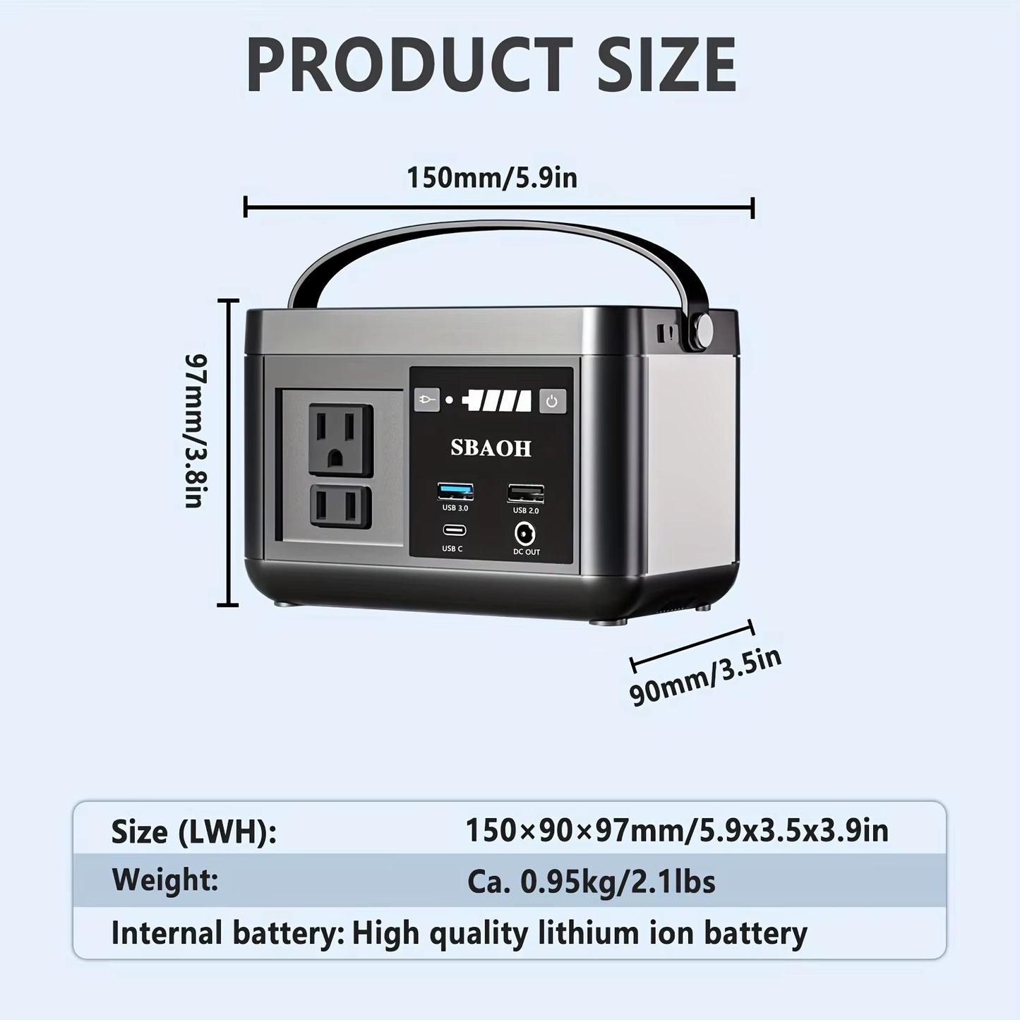 Portable Power Station P86,88.8Wh 3.7 V Lifepo4 Battery,With 120W (150W Peak) AC Outputs, Solar Generator for Travel and Camping