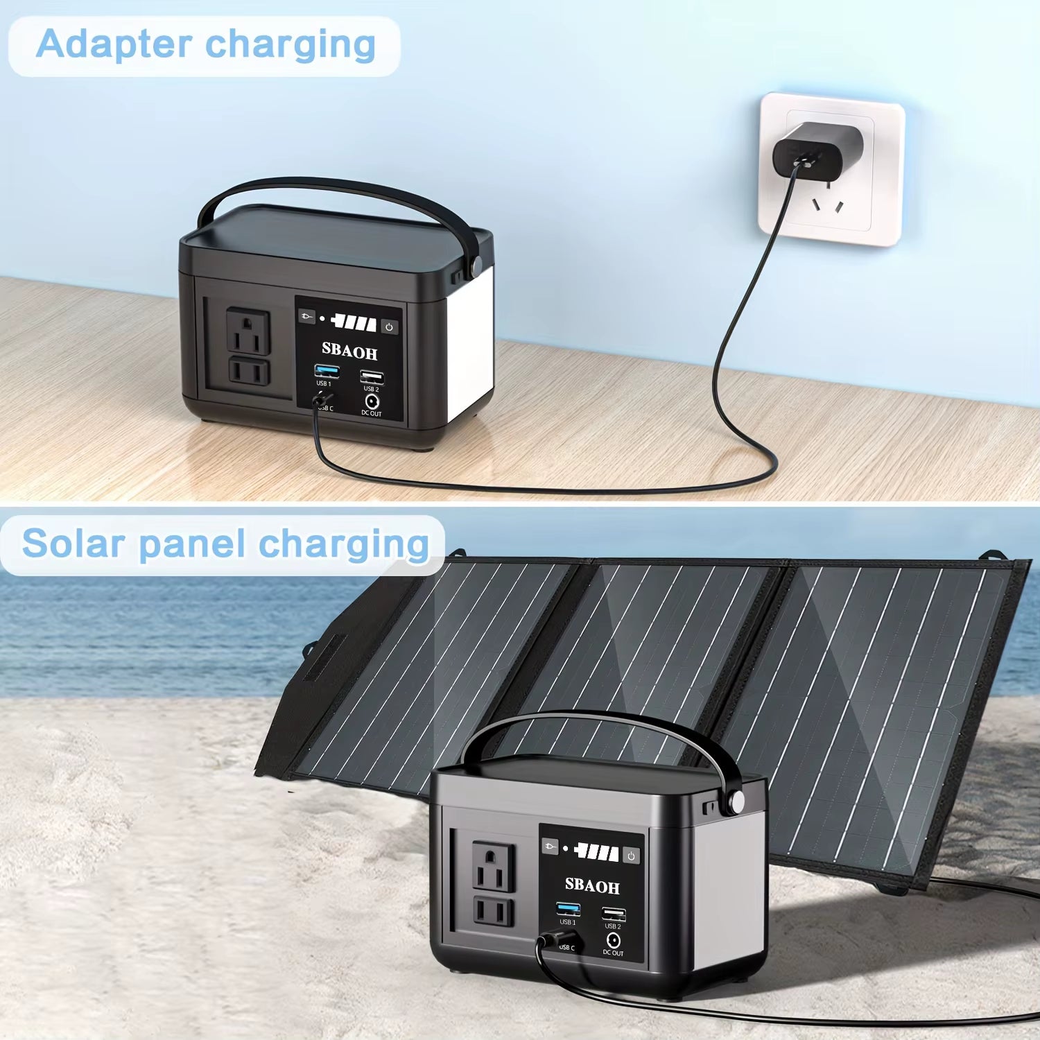 Portable Power Station P86,88.8Wh 3.7 V Lifepo4 Battery,With 120W (150W Peak) AC Outputs, Solar Generator for Travel and Camping
