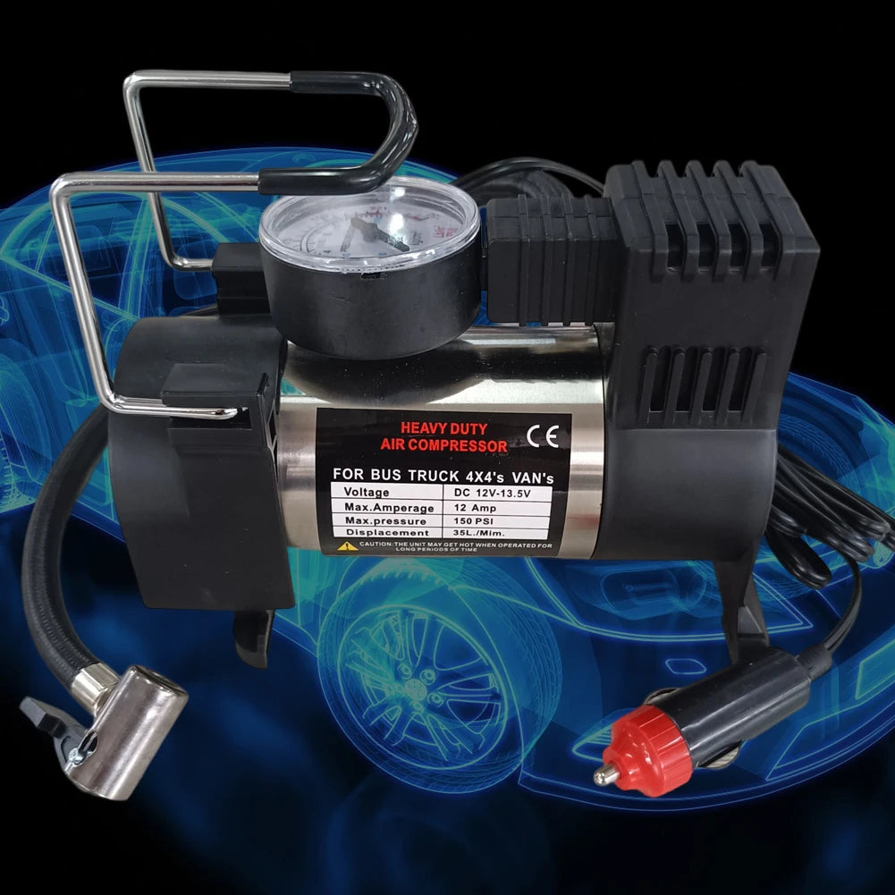 12V150Psi Heavy Duty Deluxe Portable Metal Air Compressor Car Tyre Inflator with Digital Pressure Gauge Car Tire Inflatable Pump