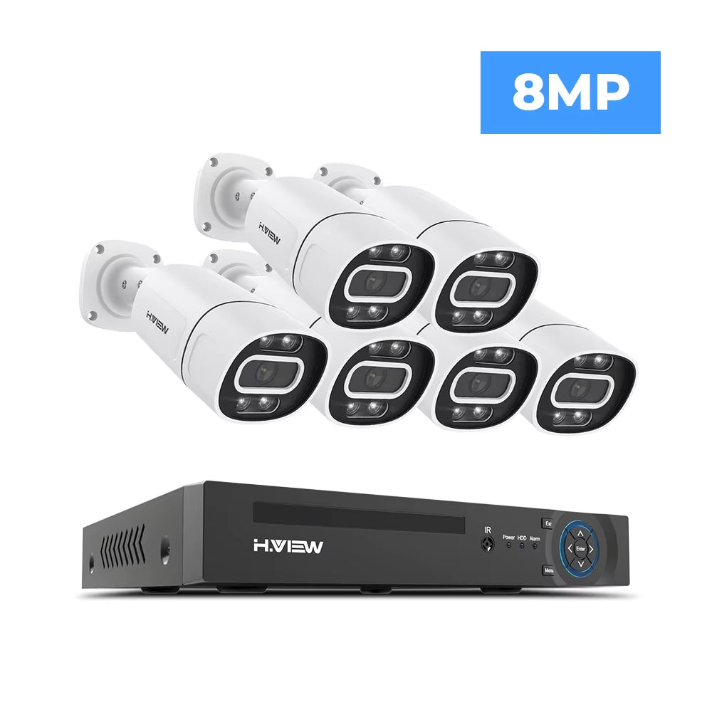 4K 5Mp 8Mp Poe Cctv Security Camera System Home Video Surveillance Kit 8Ch Nvr Audio Outdoor Ip Camera Xmeye App