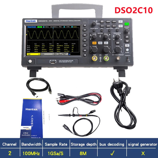 DSO2D15 Digital Oscilloscope DSO2C10 2D10 2 Channels 150Mhz Osciloscópio 25Mhz Signal Generator Voltmeter Frequency Meter