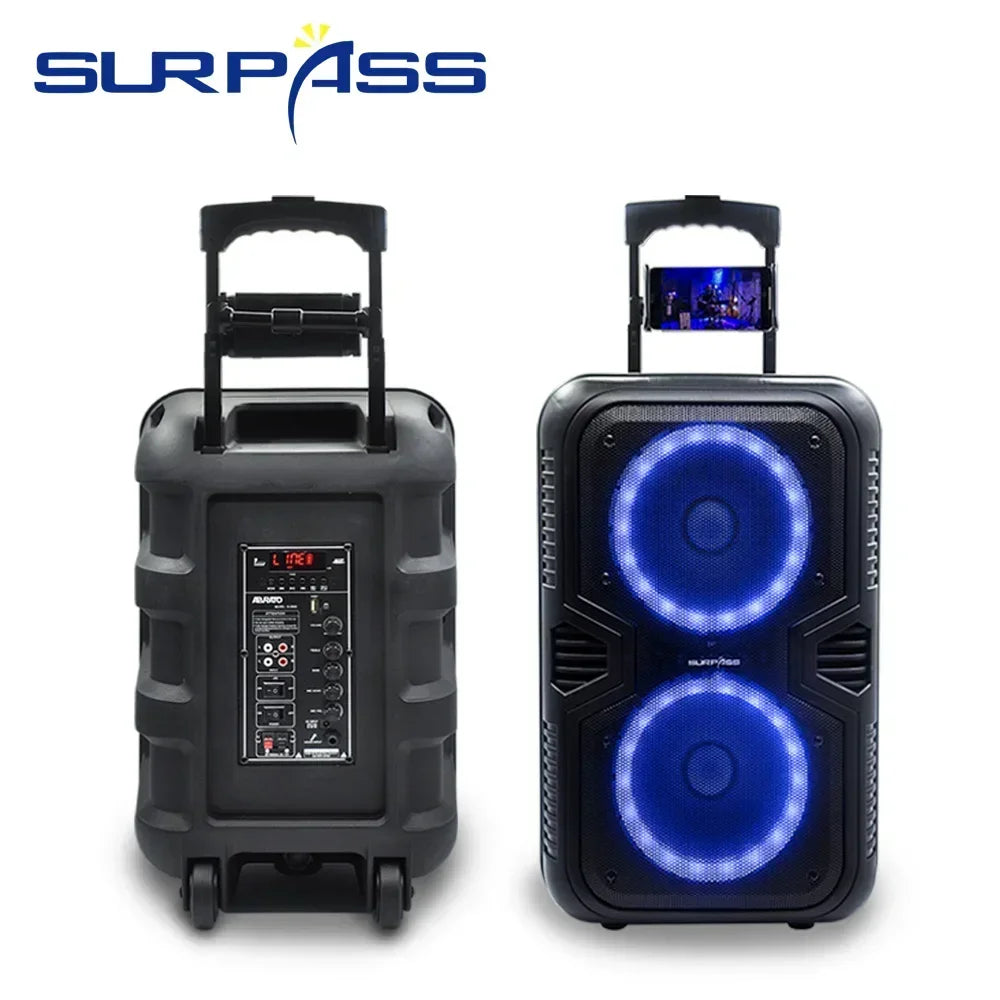 Portable Outdoor Speaker Subwoofer 200W High Power Wireless Stereo Karaoke Trolley BT Speakers FM Radio Battery Soundbox