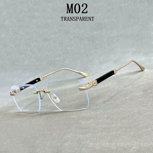 Designer Sunglasses for Men Vintage Rimless Sunglasses Women Trendy Luxury Square Fashion Glasses Vintage Gafas De Sol Hombre