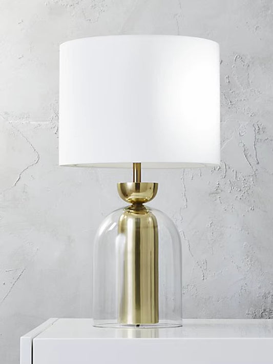 E27 Glass Table Lamp Modern New Design Table Lamp LED Table Light Fabric Shade Glass Base Decoration Lamp Apartment Lamp