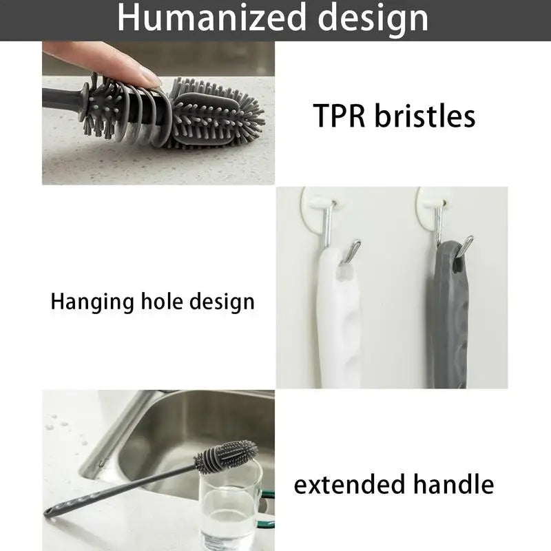 Silicone Bottle Brush Insulation Cup Washing No Deadend Long Handled Cleaning Brush Household Multifunctional Cleaning Tools