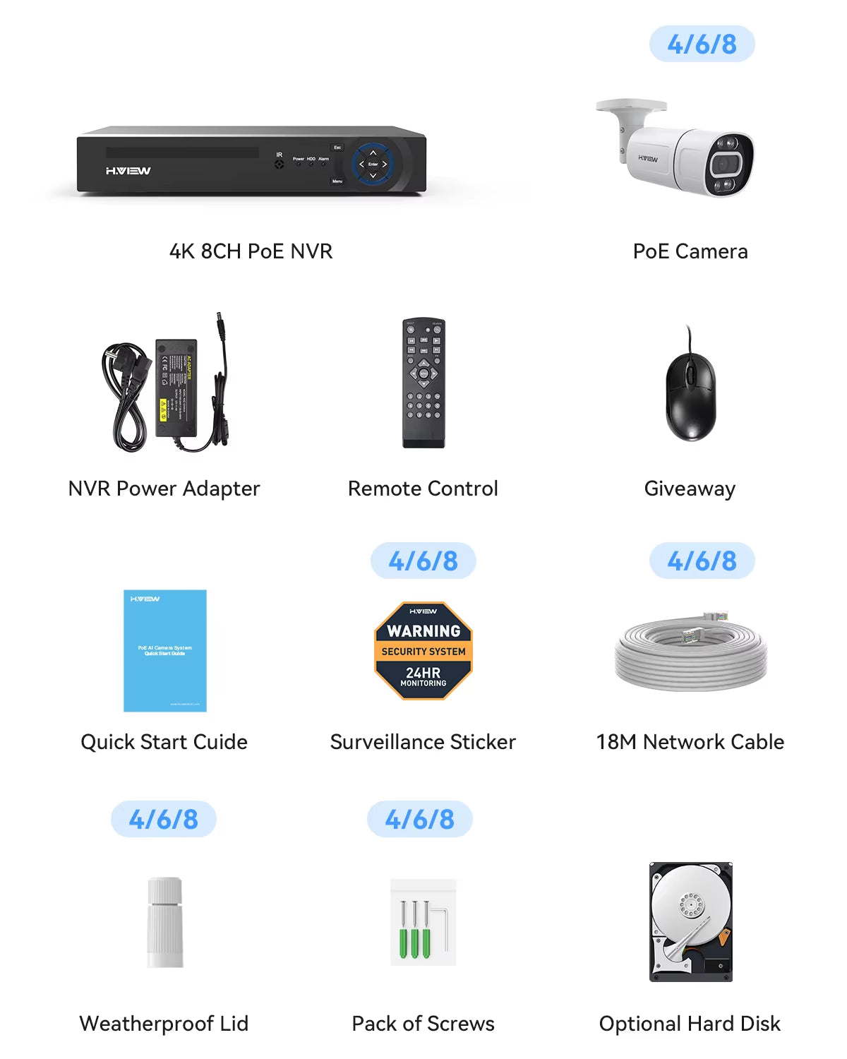 4K 5Mp 8Mp Poe Cctv Security Camera System Home Video Surveillance Kit 8Ch Nvr Audio Outdoor Ip Camera Xmeye App
