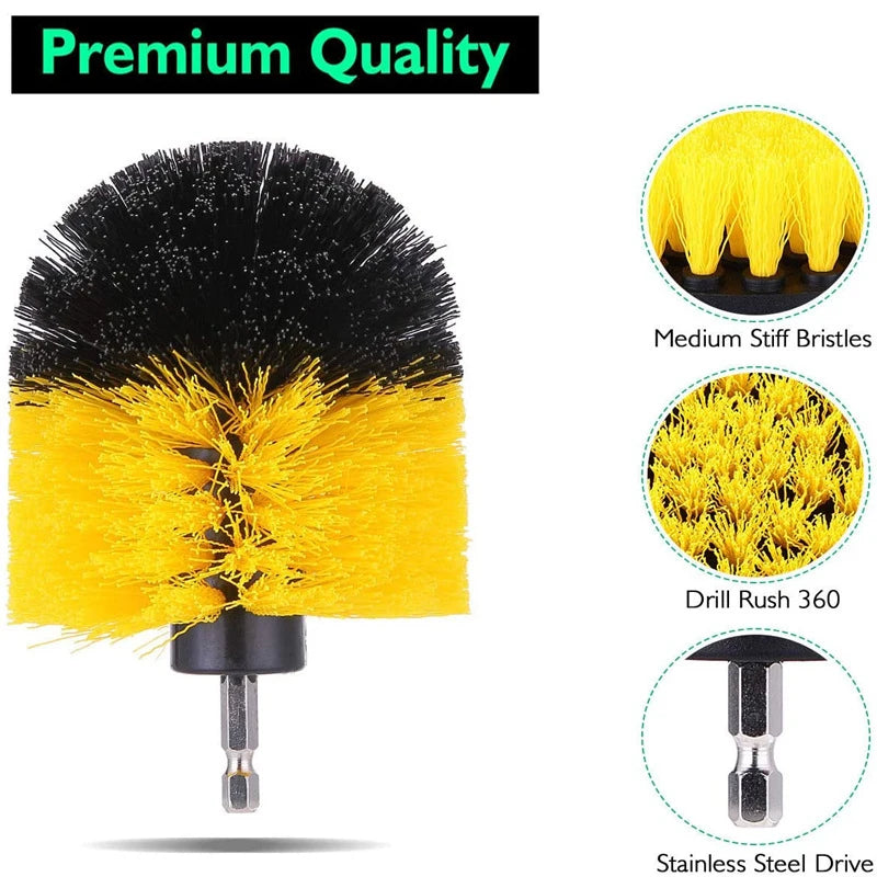 2-6Inch Brush Attachment Power Scrubber Drill Brush Nylon Stain Polisher Bathroom Kit with Extender Universal Cleaning Tools