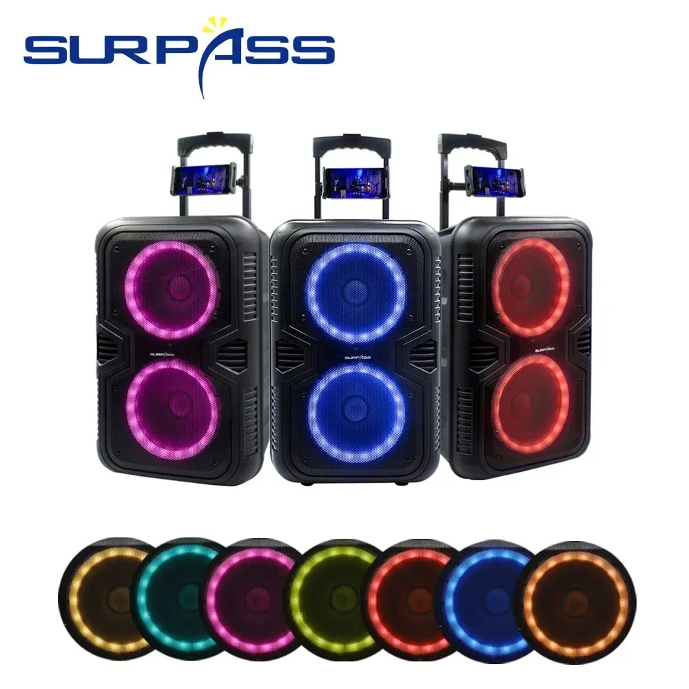 Portable Outdoor Speaker Subwoofer 200W High Power Wireless Stereo Karaoke Trolley BT Speakers FM Radio Battery Soundbox