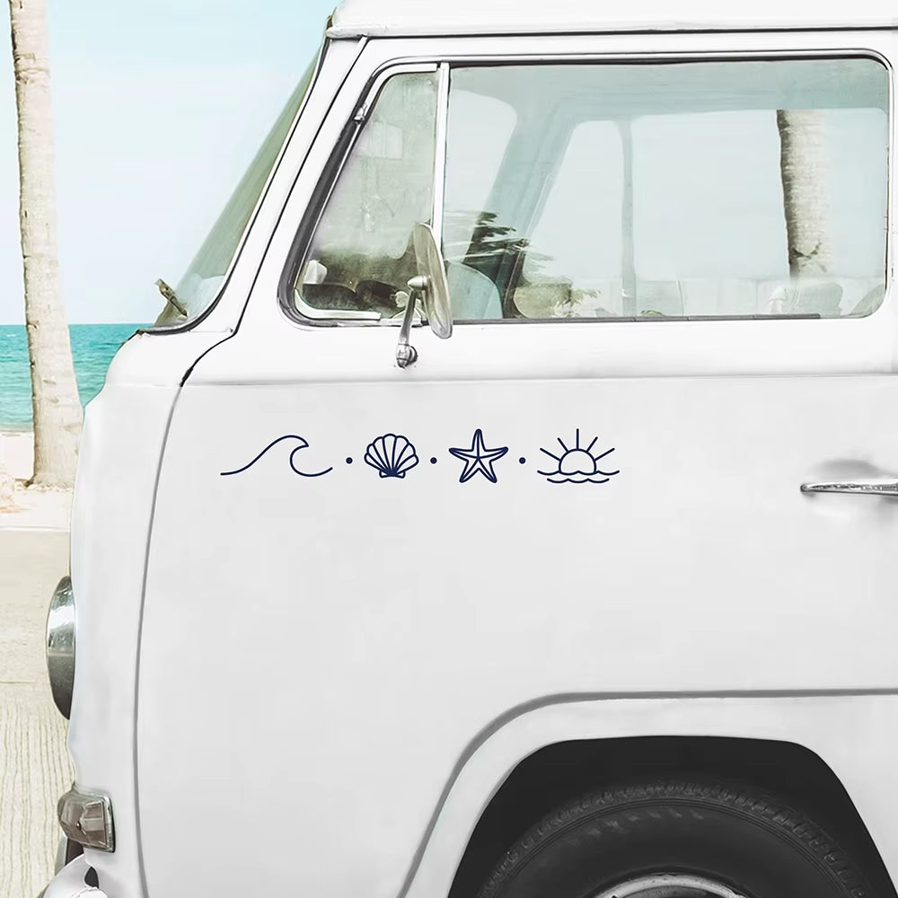 Camper Van Caravan Car Stickers Rv Beach Seashell Decals Sea Animal Design Vinyl Decor Accessories