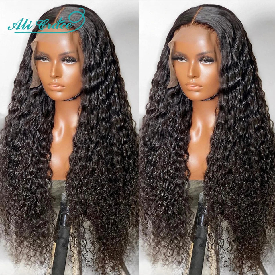 Hair Brazilian Kinky Curly Human Hair Wigs Pre-Plucked 13X4 Lace Frontal Wig Remy Hair Deep Curly 4X4 Lace Closure Wig