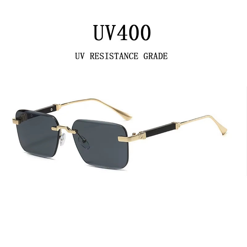 Designer Sunglasses for Men Vintage Rimless Sunglasses Women Trendy Luxury Square Fashion Glasses Vintage Gafas De Sol Hombre