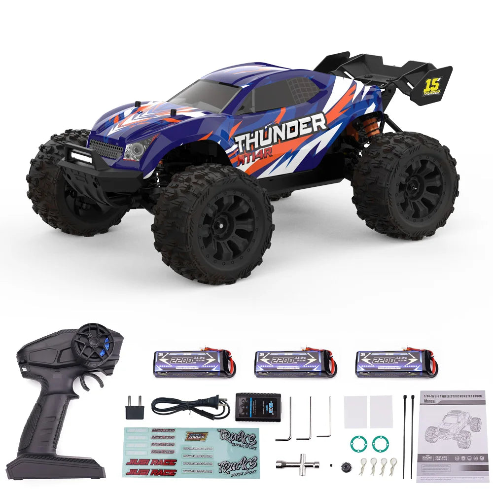 JIUSI MT14R 1/14 RC Racing Car 3S 35C 2200Mah 80Km/H Brushless Motor 2.4G Remote Control 4WD Off-Road RC Trucks Toys
