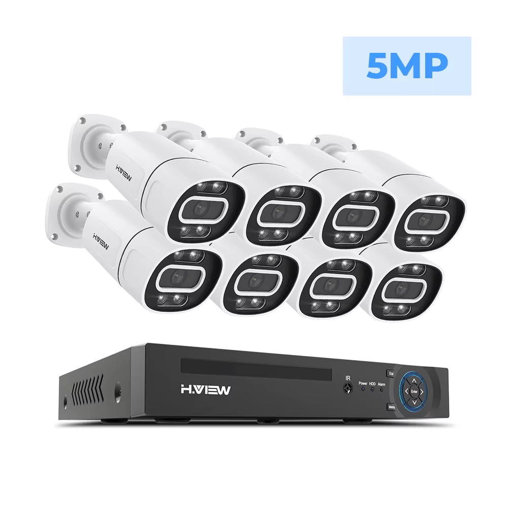 4K 5Mp 8Mp Poe Cctv Security Camera System Home Video Surveillance Kit 8Ch Nvr Audio Outdoor Ip Camera Xmeye App