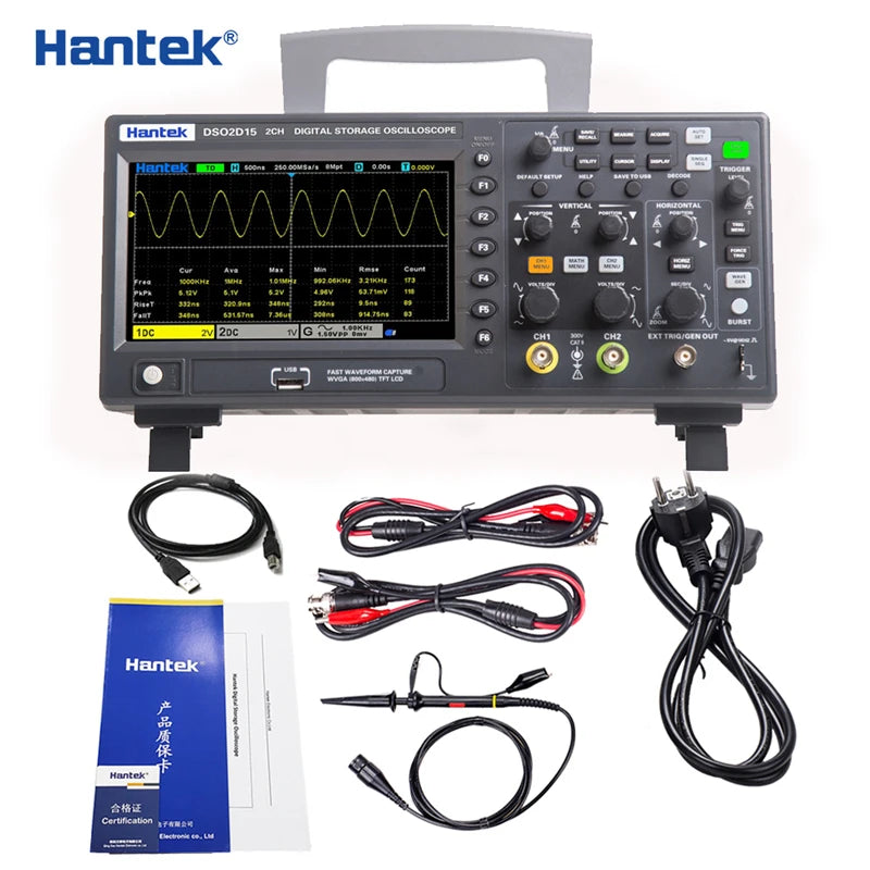 DSO2D15 Digital Oscilloscope DSO2C10 2D10 2 Channels 150Mhz Osciloscópio 25Mhz Signal Generator Voltmeter Frequency Meter