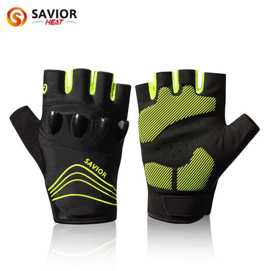 Savior Outdoor Sports Cycling Gloves Half Finger LED Gloves Nightview Rechargeable Flashlight Luminous Breathable Summer Spring