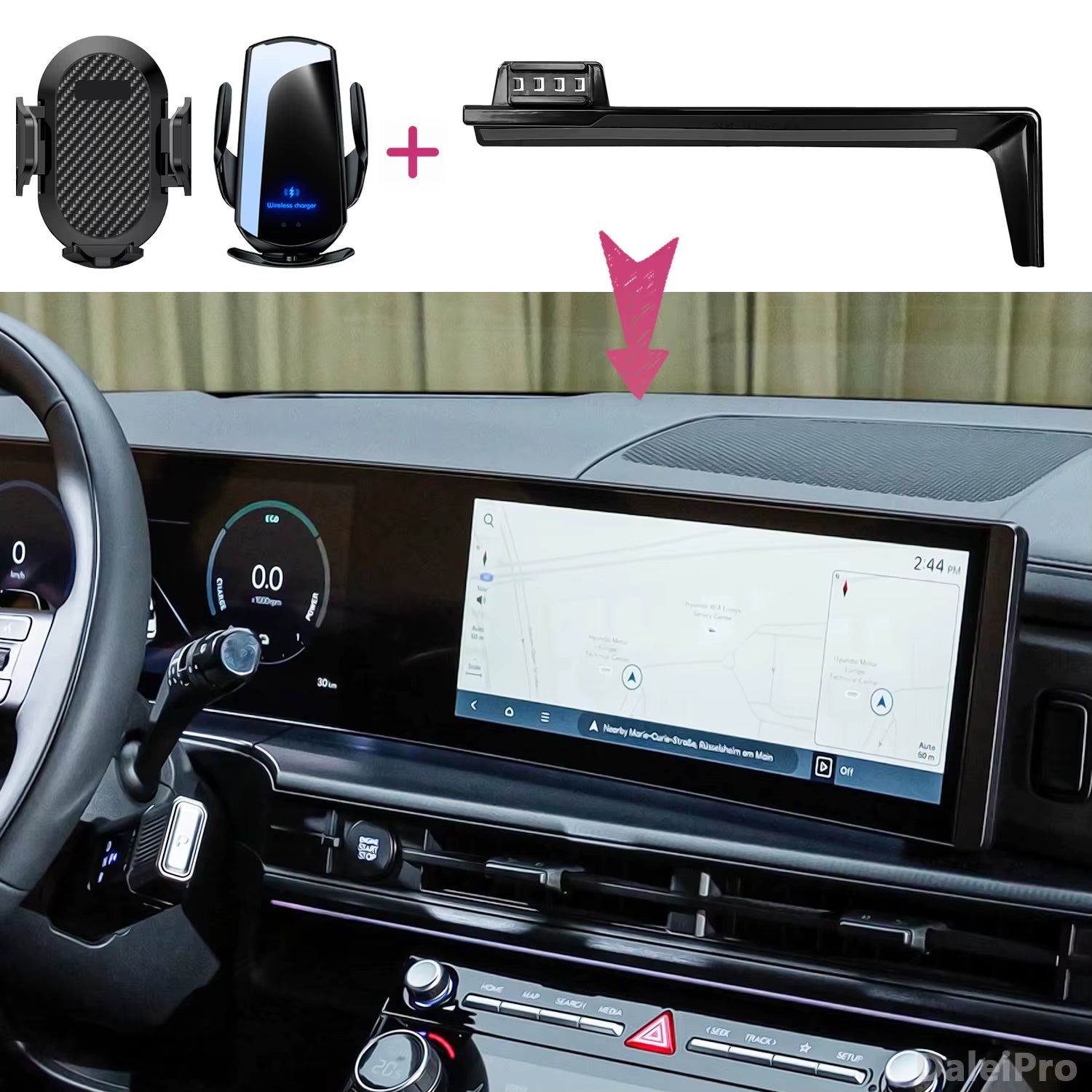 Car Phone Holder for Hyundai Santa Fe MX5 2024 2025 Screen Panel Fixed Base Fast Wireless Charging Phone Mount Car Accessories