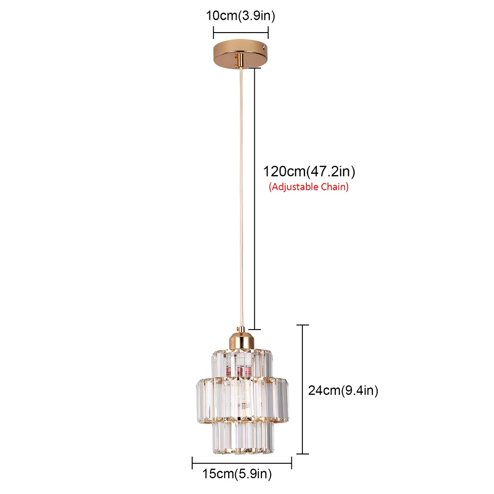 Gold/Black Crystal Pendant Light Mini Modern Luxury Ceiling Pendant Light Fixtures Adjustable Hanging Lamp Dining Room Bathroom