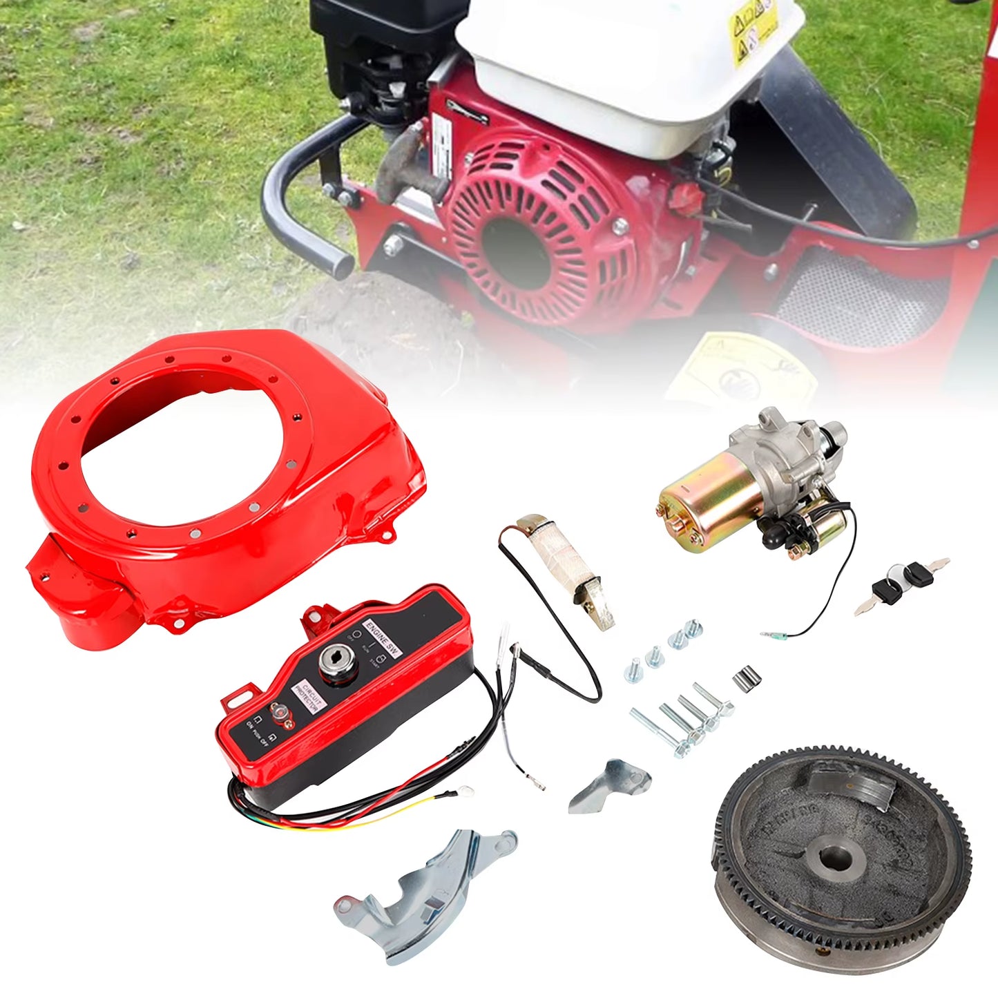 Electric Motor Start Flywheel Kits,Engine Ignition Switch Coil Fan Cover for Honda GX160 5.5HP GX200 6.5Hp/Gx390 13Hp Gx340 11Hp