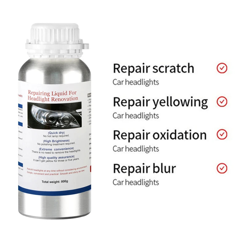 Car Headlight Restoration Polish Kit Polish Car Headlights 800ML Liquid Polymer Faros Car Headlight Polishing Repair Kit