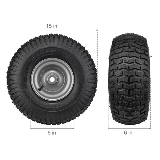 Lawn Mower Tires Turf Pneumatic Tires 2-Pack Tire and Wheel Assemblies 16 PCS Adapters for Riding Mowers Lawn Tractors