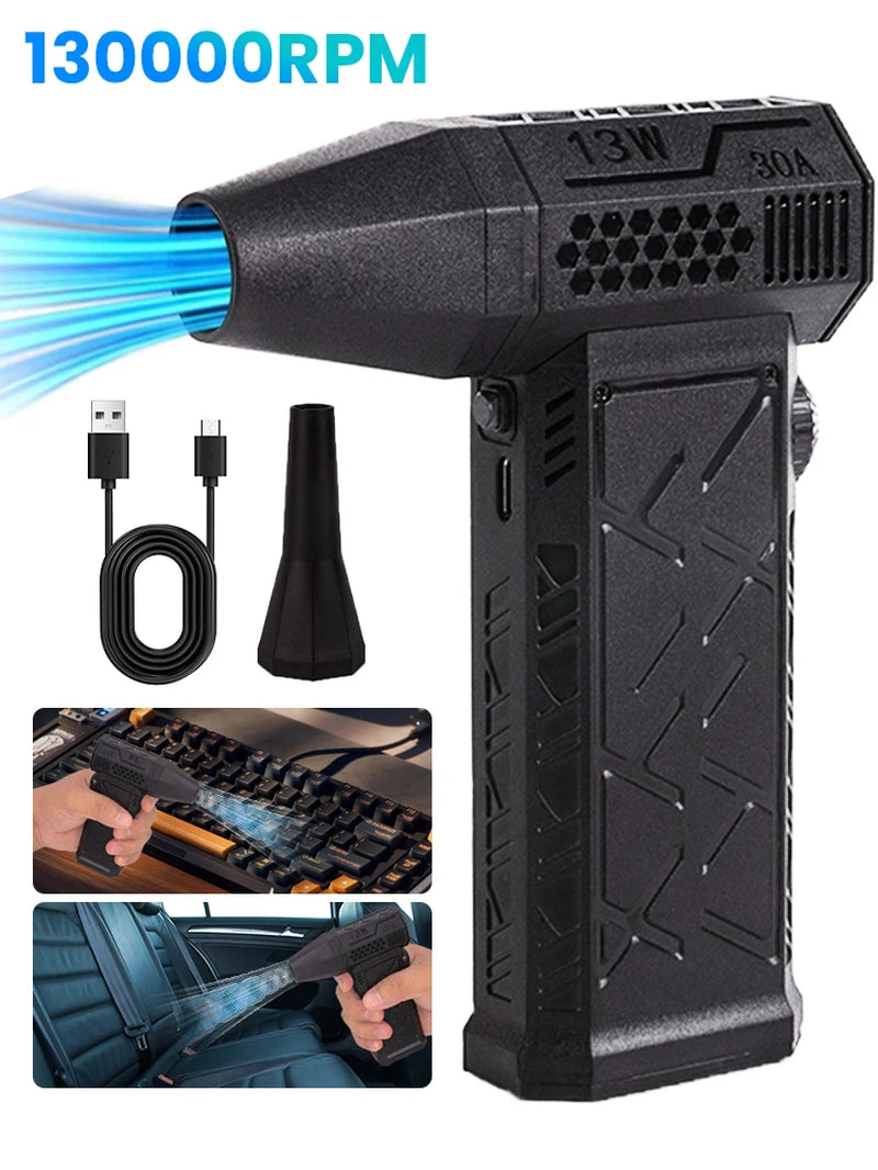Mini Turbo Jet Fan 130000RPM Wind Speed 52M/S Brushless Motor Handheld Duct Fan High-Performance Cyclone Turbo Electric Blower