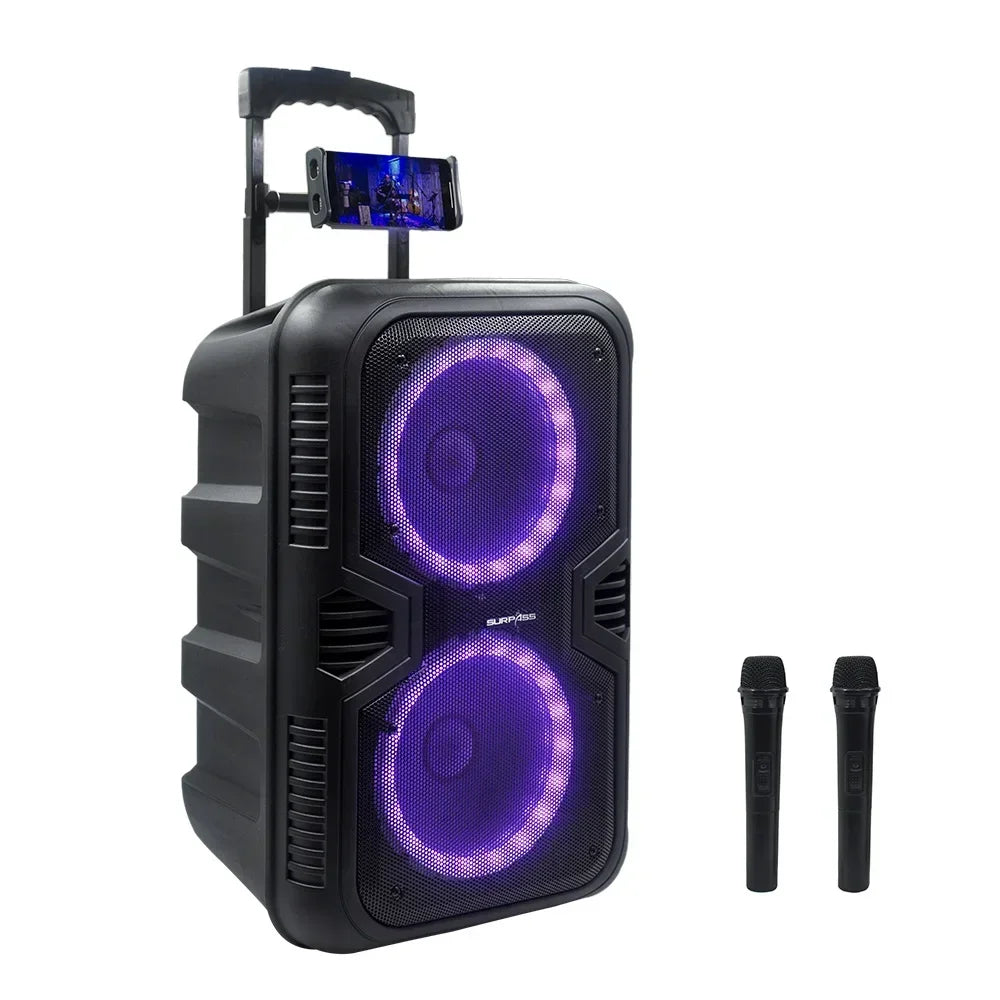 Portable Outdoor Speaker Subwoofer 200W High Power Wireless Stereo Karaoke Trolley BT Speakers FM Radio Battery Soundbox