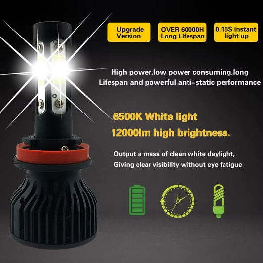 2Pcs 16000Lm 50W H4 H8 H9 9004 9007 Hi/Lo Beam H1 H3 H7 9005/HB3 9006/HB4 H8H9H11 9012 Auto Led Headlight White Car Lights 12V