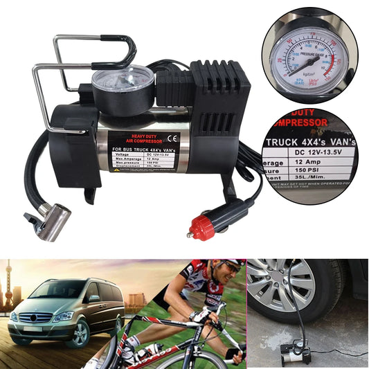 12V150Psi Heavy Duty Deluxe Portable Metal Air Compressor Car Tyre Inflator with Digital Pressure Gauge Car Tire Inflatable Pump