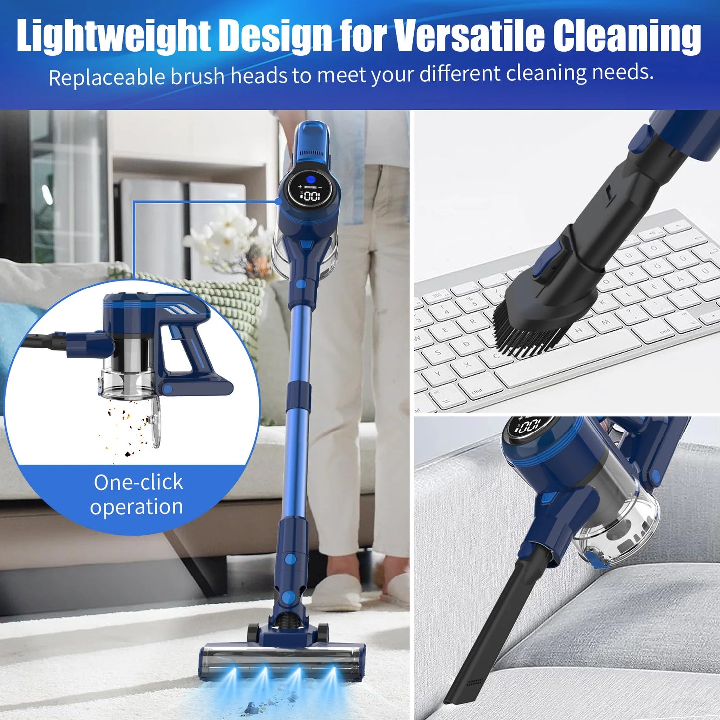 25Kpa Suction Power Handheld Cordless Wireless Vacuum Cleaner for Home Appliance 0.6L Dust Cup Removable Battery