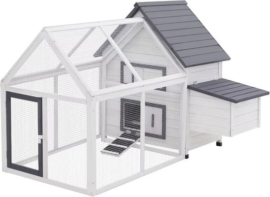 65" Chicken Coop Wooden with Detachable Run, Outdoor Chicken House Poultry Cage Hen with Nesting Box, Removable Tray,