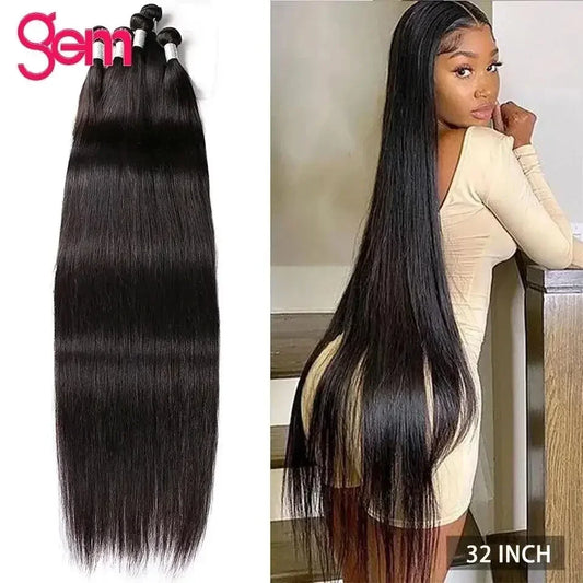 Peruvian 100% Human Hair Straight Bundles Weaving Weave for Black Women 3 4 Bundles Deal Natural 30 Inch Bundle Hair Extensions