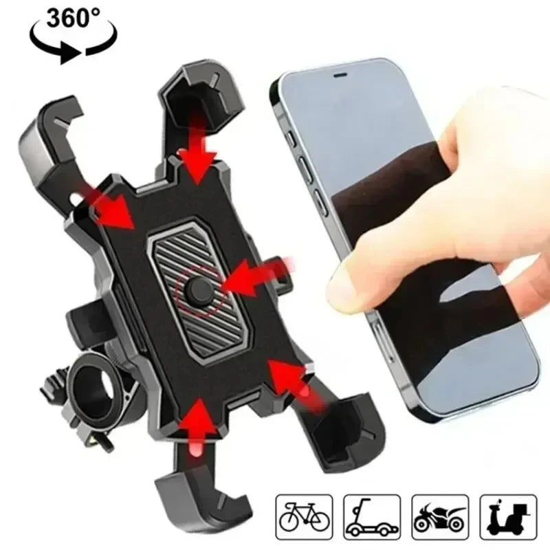 Motorcycle Bike Phone Mount 360° Rotatable Phone Holder for Mountain Bike Moto Motorcycle Stand Bracket Non-Slip Cycling