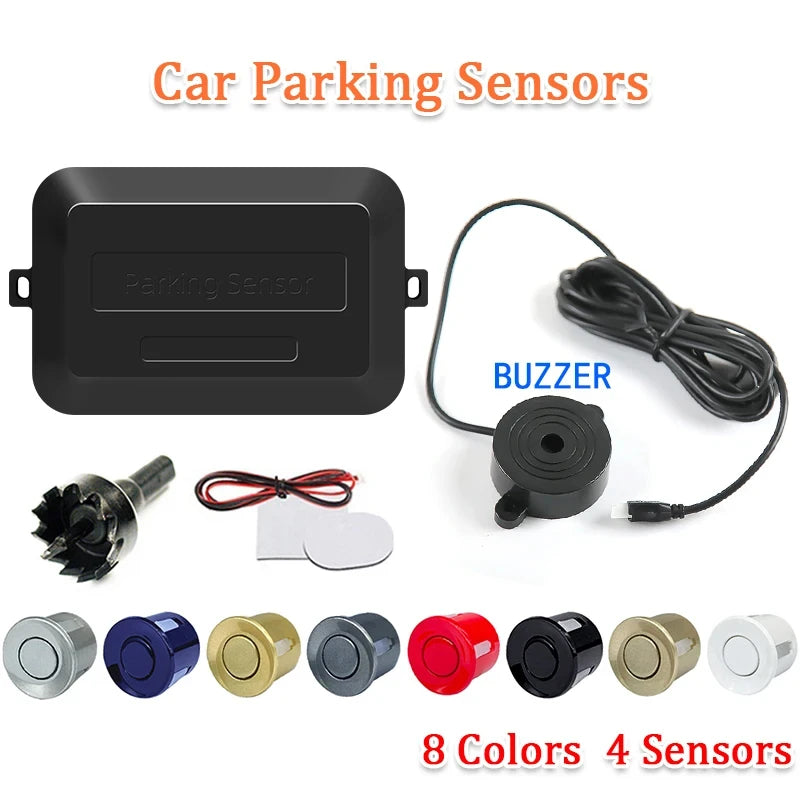 4 Sensors Buzzer 22Mm Car Parking Sensor Kit Reverse Backup Radar Sound Alert Indicator Probe System 12V Free Shipping