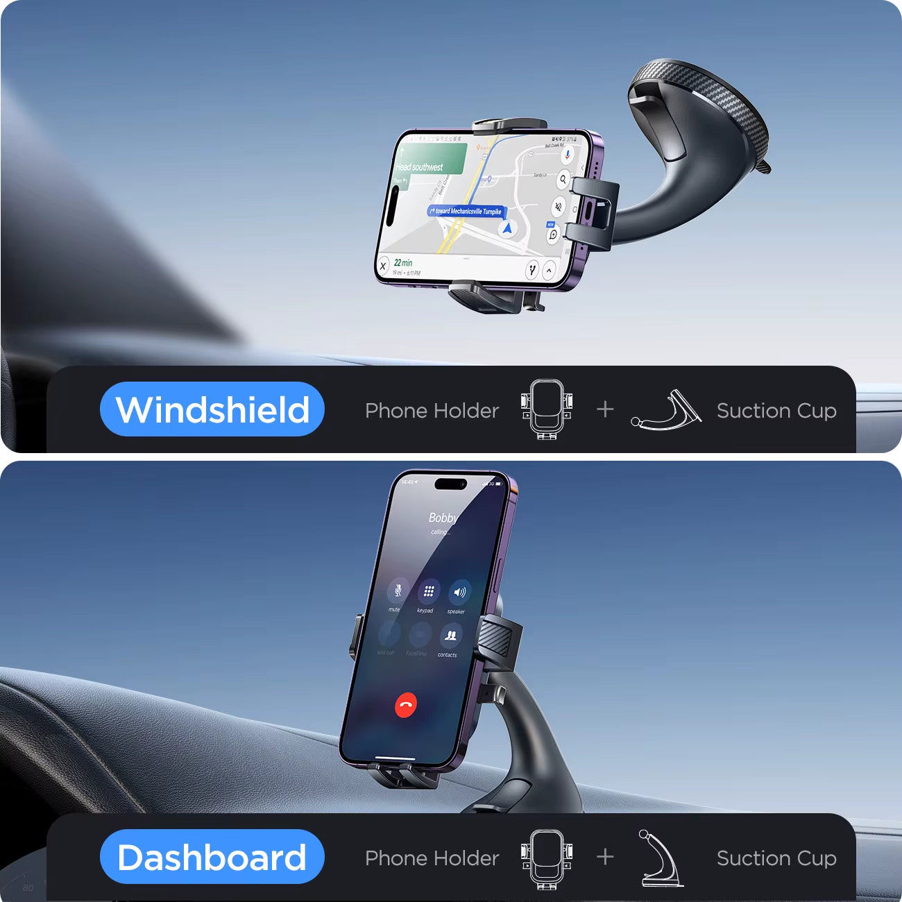Joyroom Phone Holder Mount for Car Strong Suction Hands-Free  Cell Phone Mounts for Dashboard/Windshield 360° Rotation