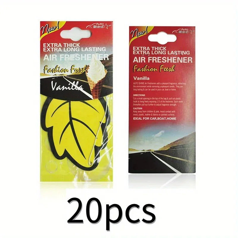 6-60Pcs Car Air Freshener Natural Scented Tea Paper Auto Hanging Vanilla Perfume Fragrance Leaf Shape Car Accessories Interior