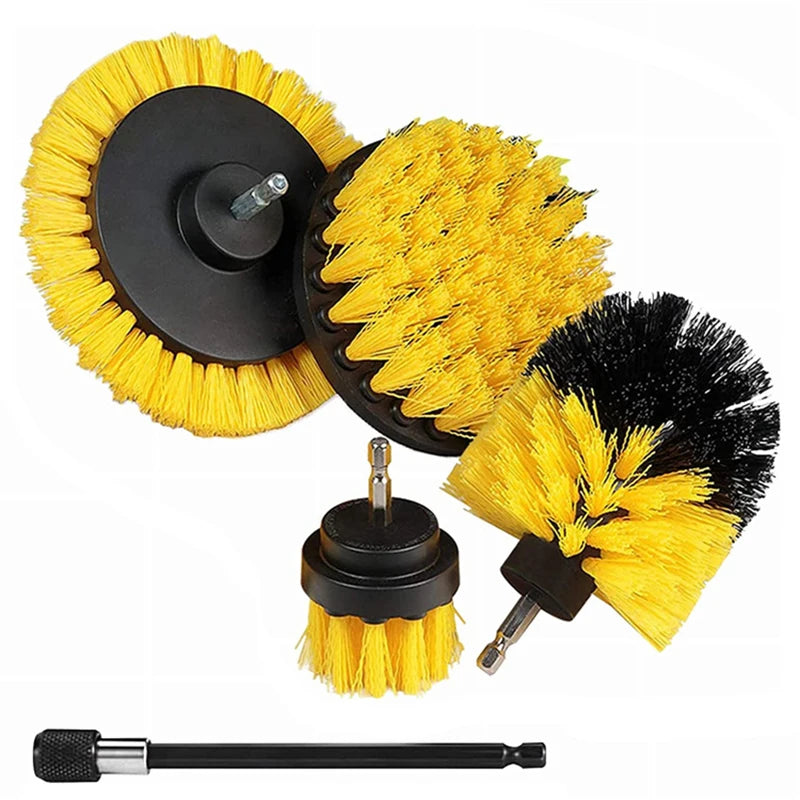 2-6Inch Brush Attachment Power Scrubber Drill Brush Nylon Stain Polisher Bathroom Kit with Extender Universal Cleaning Tools
