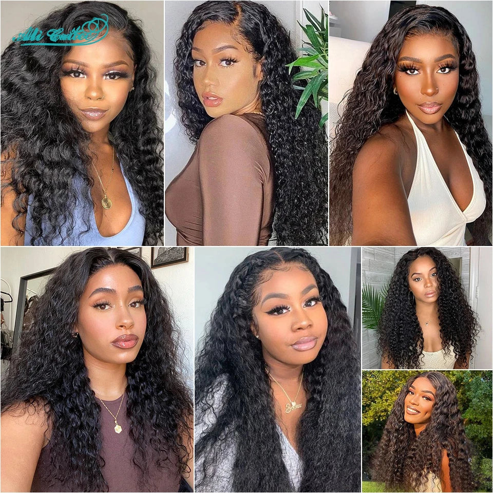 Hair Brazilian Kinky Curly Human Hair Wigs Pre-Plucked 13X4 Lace Frontal Wig Remy Hair Deep Curly 4X4 Lace Closure Wig