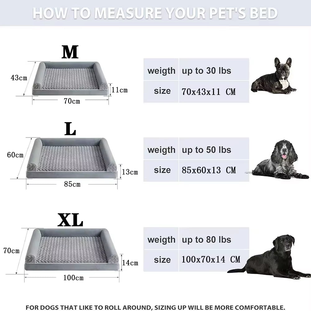 Luxury Dog Bed Memory Foam Mat Dog Accessories Waterproof All Season Universal Machine Washable Bed for Dog Bed Medium Size Dog